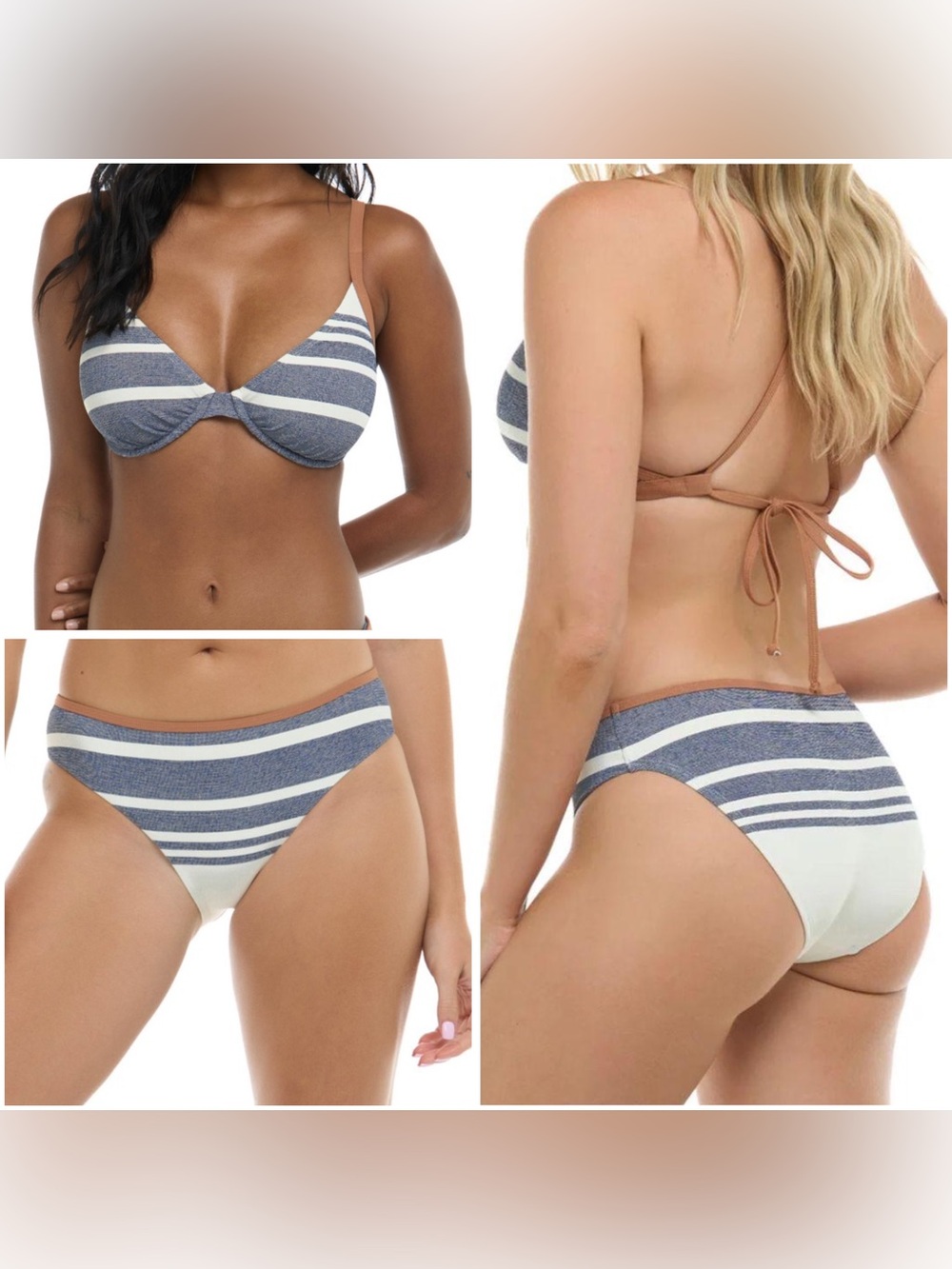 Skye | "Jeans" Cape Cod Melanie & Hilary Stripe Bikini Set | Size Large DD